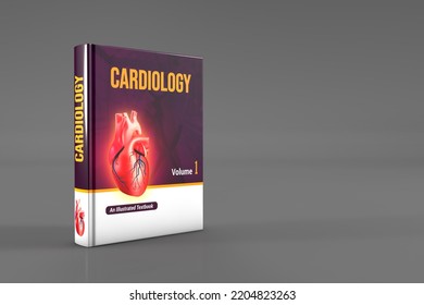 Cardiology Book On Dark Background, Didactic Guide To Medical Topics, Cardiology Thematic Guide, Cardiology Book Presentation, Scientific Study Of The Heart, Scientific Research. 3D