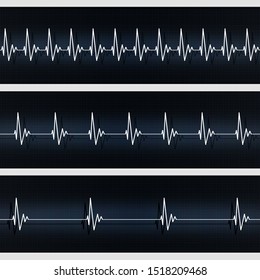 Cardiology Medical Heartbeat Banners. Rapid Normal And Slow Heart Beats