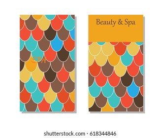 Cards template for spa salon. Beauty studio.  editable pattern with front and back side. Moroccan Fish Scales - Powered by Shutterstock