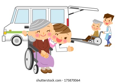 Care caregiver senior wheelchair car - Powered by Shutterstock