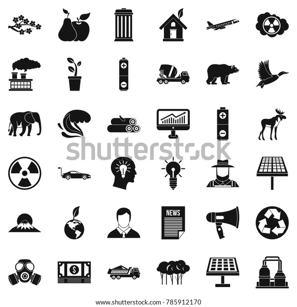 Care of ecology icons\
set. Simple style of 36 care of ecology  icons for web isolated on\
white background