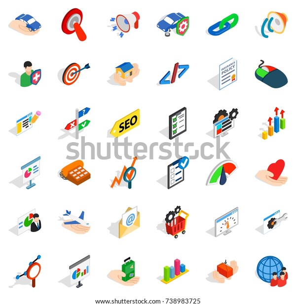 Career in\
company icons set. Isometric style of 36 career in company  icons\
for web isolated on white\
background