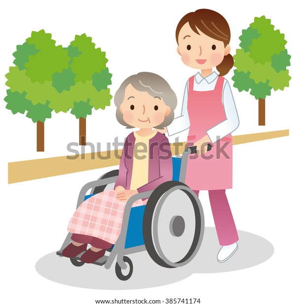 Caregiver Woman Nursing Care Elderly Women Stock Illustration 385741174 ...