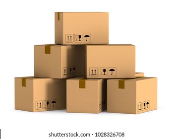cargo box on white background. Isolated 3D illustration