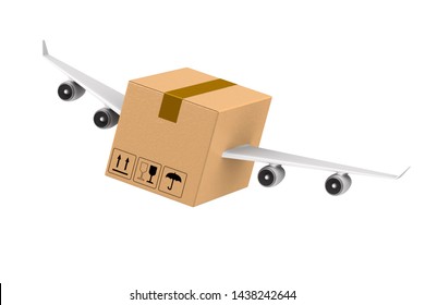 Cargo Box With Wings On White Background. Isolated 3D Illustration