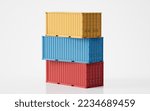 Cargo container, freight and export, 3d rendering. Digital drawing.