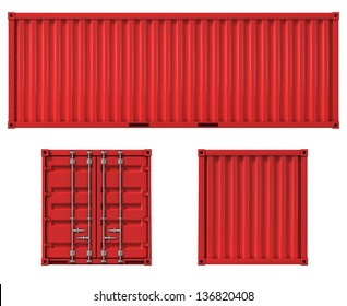 Cargo Container Front Side And Back View