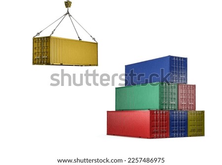Cargo container loading Isolated On white background 3d render