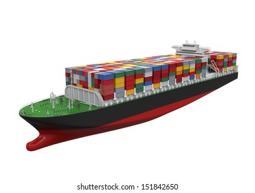 Cargo Container Ship Isolated