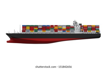 Cargo Container Ship Isolated