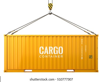 Cargo Freight Shipping Container Isolated On White Background - 3d Render