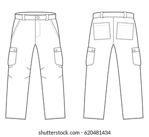 Cargo Pants Flat Drawing Stock Illustration 620481434