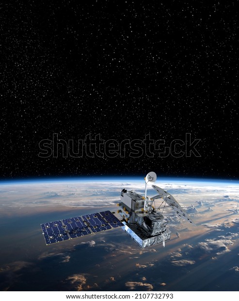 Cargo space craft Earth planet.Dark
background. Sci-fi wallpaper.Space Station Orbiting Earth.Space
ship.Space art wallpaper.Solar Observatory.Elements of this image
furnished by NASA.3D
illustration.