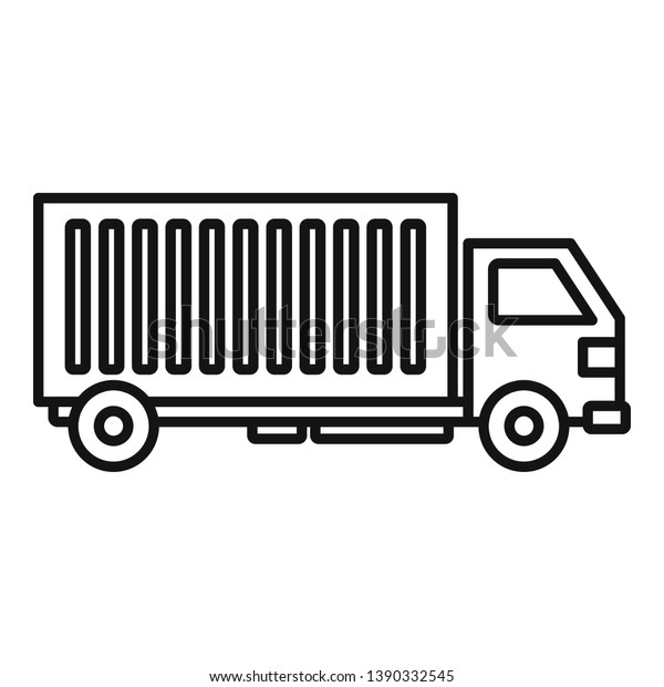Cargo truck icon. Outline cargo truck\
icon for web design isolated on white\
background