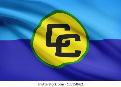 Caribbean Community Flag Blowing In The Wind. Part Of A Series.