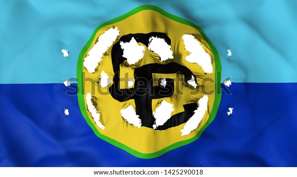 Caribbean Community flag with a small holes,\
white background, 3d\
rendering