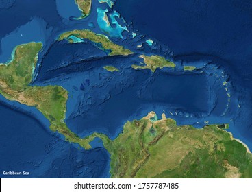 Caribbean Sea Satellite Imagery (3D Rendering)