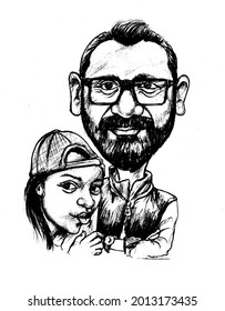 CARICATURE OF A DAUGHTER AND FATHER