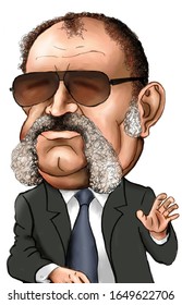 Caricature Ion Tiriac Romanian Businessman