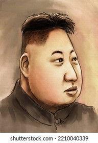 Caricature Of Kim Jong-un: The Supreme Leader Of The North Korea.