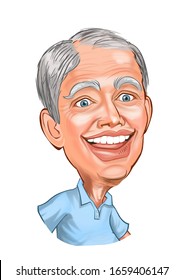 Caricature Portrait Old Man Male Face Cartoon