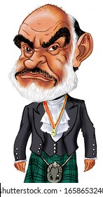 Caricature Sean Connery Scottish Actor And Producer