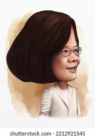 Caricature Of Tsai Ing Wen: Taiwanese Politician And Current President Of Taiwan Since 2016. 12-10-2022