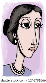 Caricature Of Virginia Woolf. 