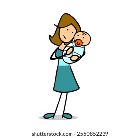 Caring mother holding contented newborn baby in her arms as a sign of parental bonding - Powered by Shutterstock