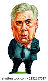 Carlo Ancelotti OSI Is An Italian Former Professional Footballer. Illustration,Caricature,Design,July,12,2018