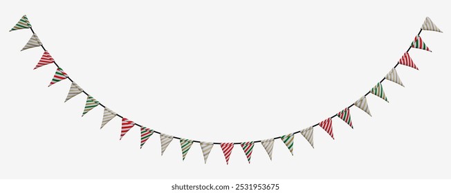 Carnival garland with christmas flags decoration for the day of the holiday, greeting card, invitation, design decoration, celebration, fair and festival element. Party Flags Garland Isolated - Powered by Shutterstock