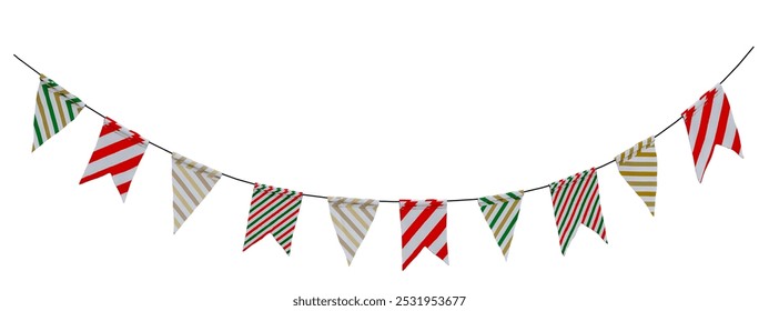 Carnival garland with christmas flags decoration for the day of the holiday, greeting card, invitation, design decoration, celebration, fair and festival element. Party Flags Garland Isolated
 - Powered by Shutterstock