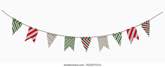 Carnival garland with christmas flags decoration for the day of the holiday, greeting card, invitation, design decoration, celebration, fair and festival element. Party Flags Garland Isolated
 - Powered by Shutterstock