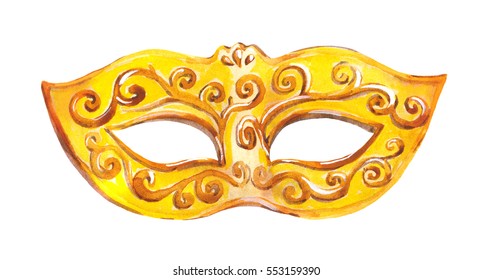 Carnival Golden Mask. Watercolor