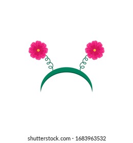 Carnival hoop on the head on white background. Cartoon headband with flower. For Christmas, Halloween, festival, party, holidays costume. Attribute of costume. - Powered by Shutterstock