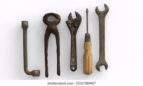 carpenter's tools with white background