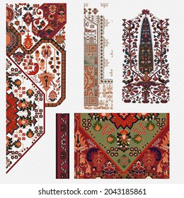 carpet design motif elements for digital prints