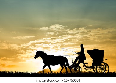 Carriage At Sunset