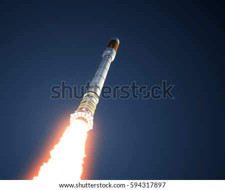 Carrier Rocket Takes Off In The Sky. 3D Illustration. Stock photo © 