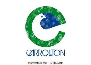 Carrollton, Texas Winter Snowflakes Flag Background. United States Of America.