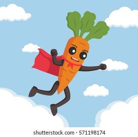 Carrot Character Flying With Cape