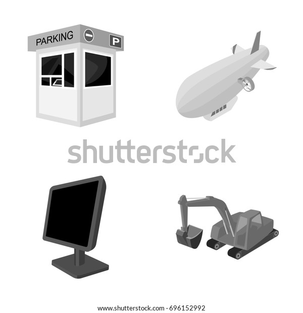 cars, information, television and other
monochrome icon in cartoon style.ladle, tractor, transport icons in
set collection.