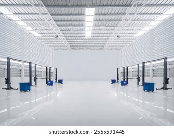 Cars moves on lifts in modern service station , New car repair center, Empty car repair center,car garage ,mechanic service centre ,auto repair workshop. - Powered by Shutterstock