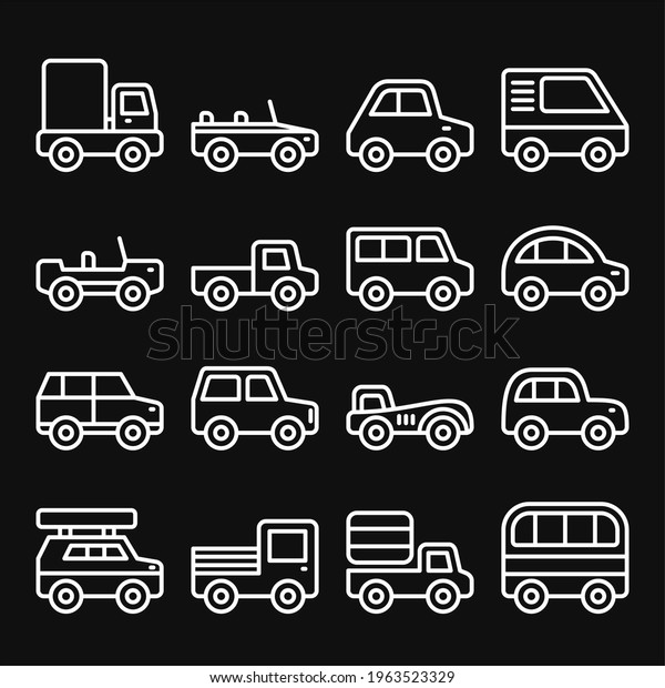 Cars and Trucks\
Line Icons Set.\
illustration