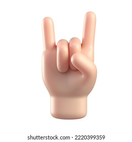 Cartoon 3d hand showing sign of the horns, rock and roll hand, heavy metal sign 3d rendering - Powered by Shutterstock