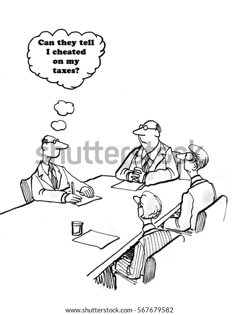 Cartoon About Man Meeting Irs Agents Stock Illustration 567679582