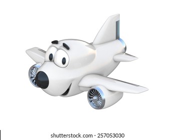 Cartoon Airplane With A Smiling Face