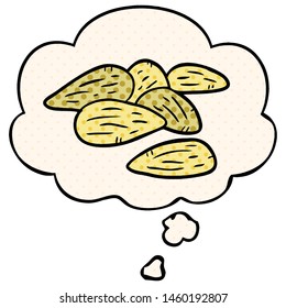 cartoon almonds with thought bubble in comic book style - Powered by Shutterstock - Get 15% off with code: PIKWIZARD15