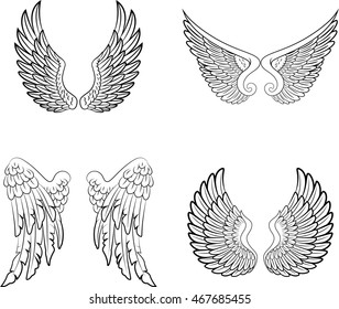 Cartoon Angel Wings Collection Set Stock Vector (Royalty Free ...