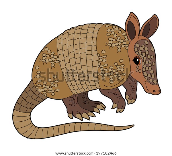 Cartoon Animal Armadillo Flat Coloring Style Stock Illustration 197182466